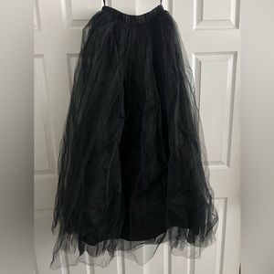 A-line black floor length tulle skirt